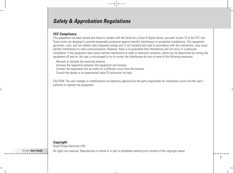 Safety & approbation regulations | Philips 6400 User Manual | Page 2 / 67