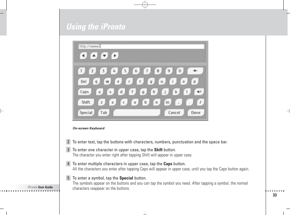 Using the ipronto | Philips 6400 User Manual | Page 36 / 67