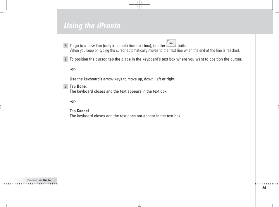 Using the ipronto | Philips 6400 User Manual | Page 37 / 67