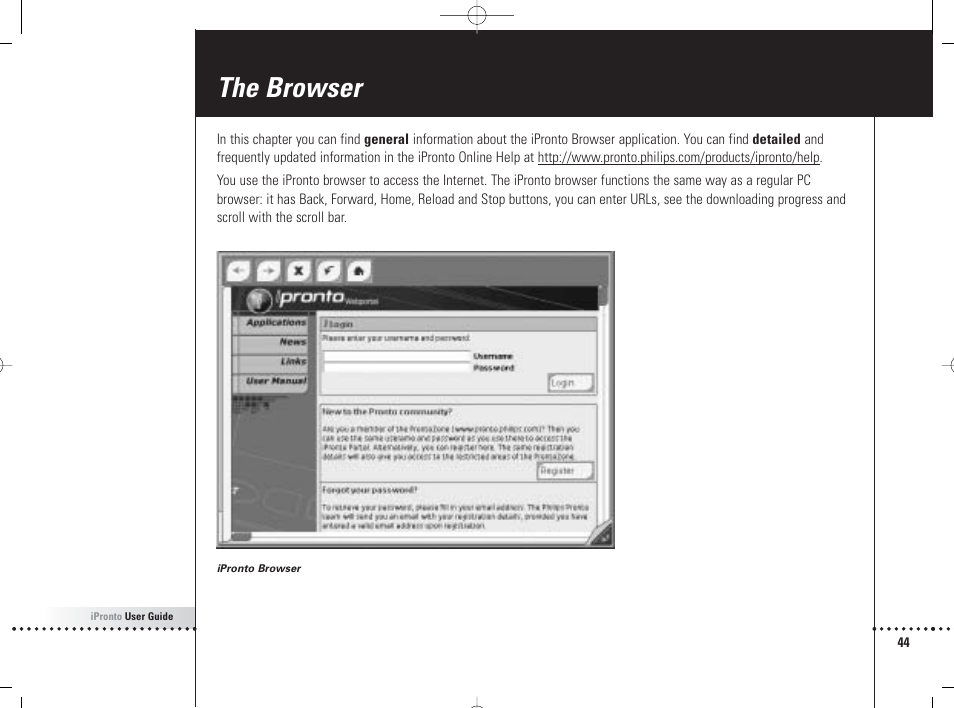 The browser | Philips 6400 User Manual | Page 47 / 67