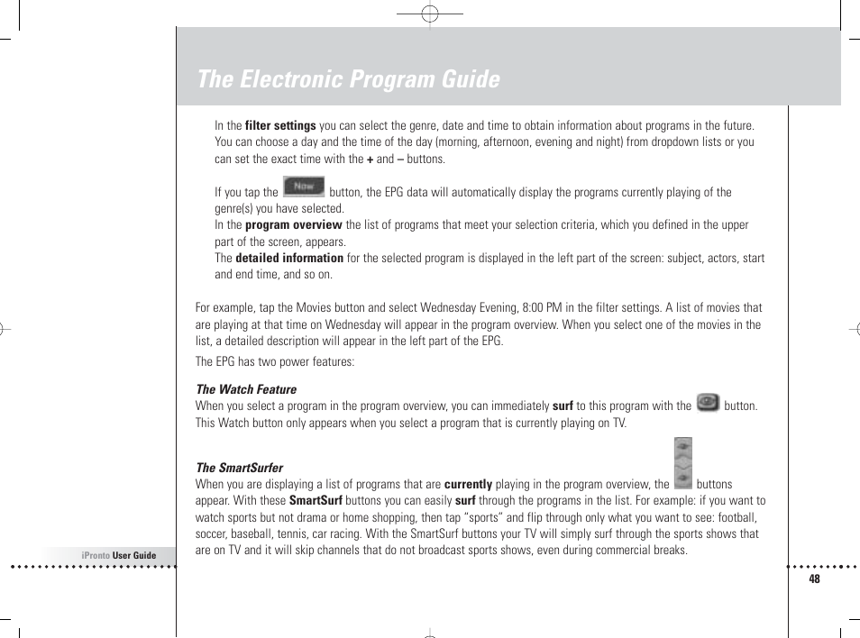 The electronic program guide | Philips 6400 User Manual | Page 51 / 67