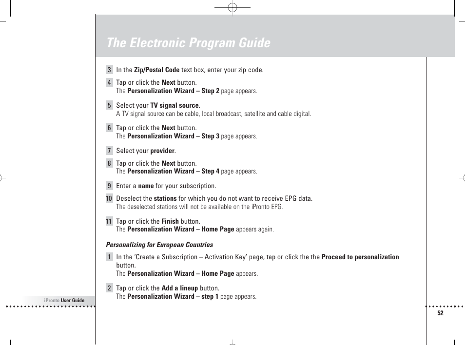 The electronic program guide | Philips 6400 User Manual | Page 55 / 67