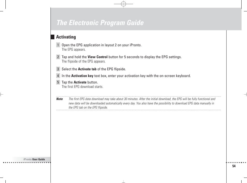 The electronic program guide, Activating | Philips 6400 User Manual | Page 57 / 67