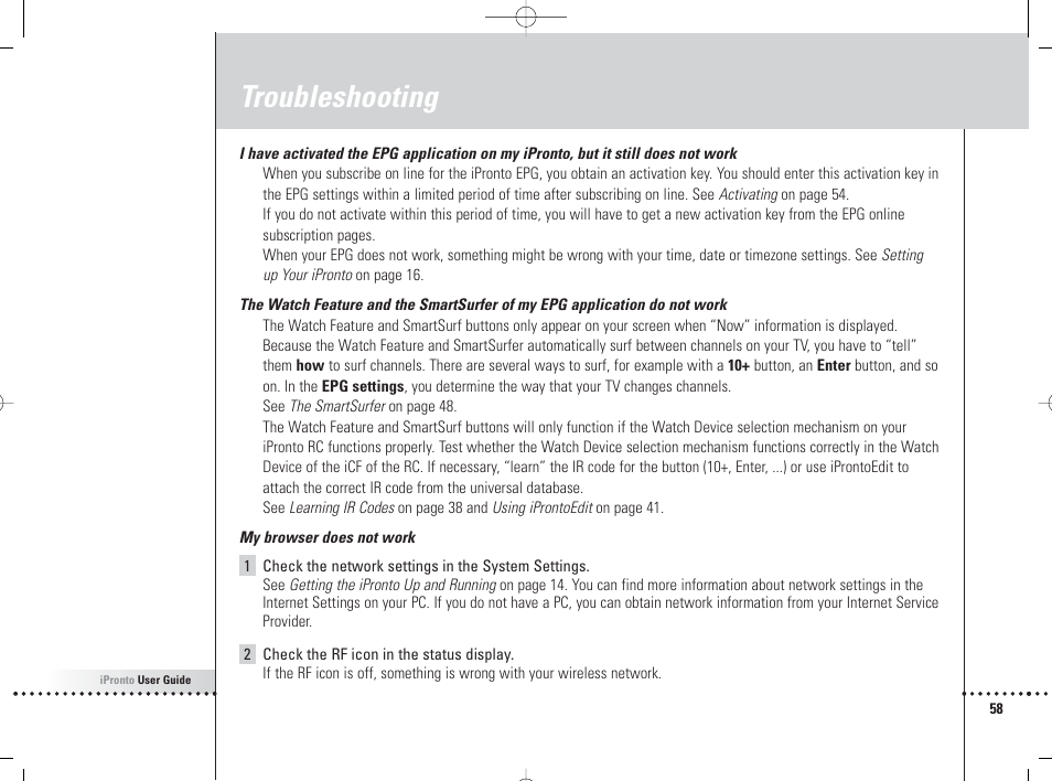 Troubleshooting | Philips 6400 User Manual | Page 61 / 67