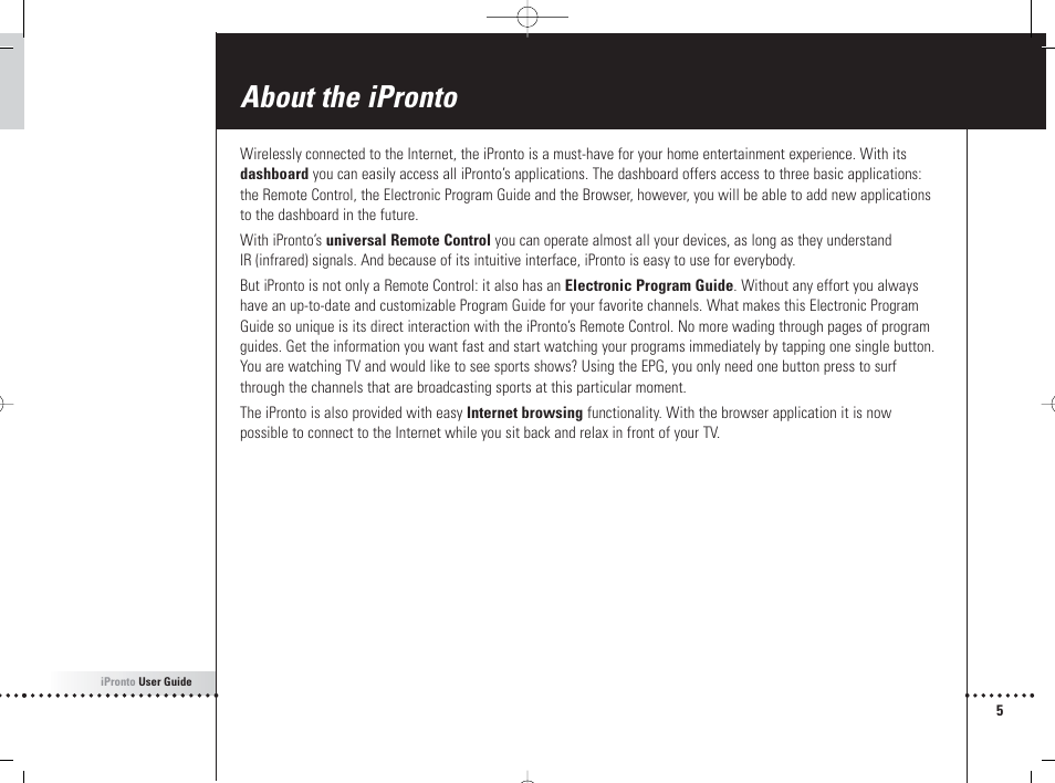About the ipronto | Philips 6400 User Manual | Page 8 / 67