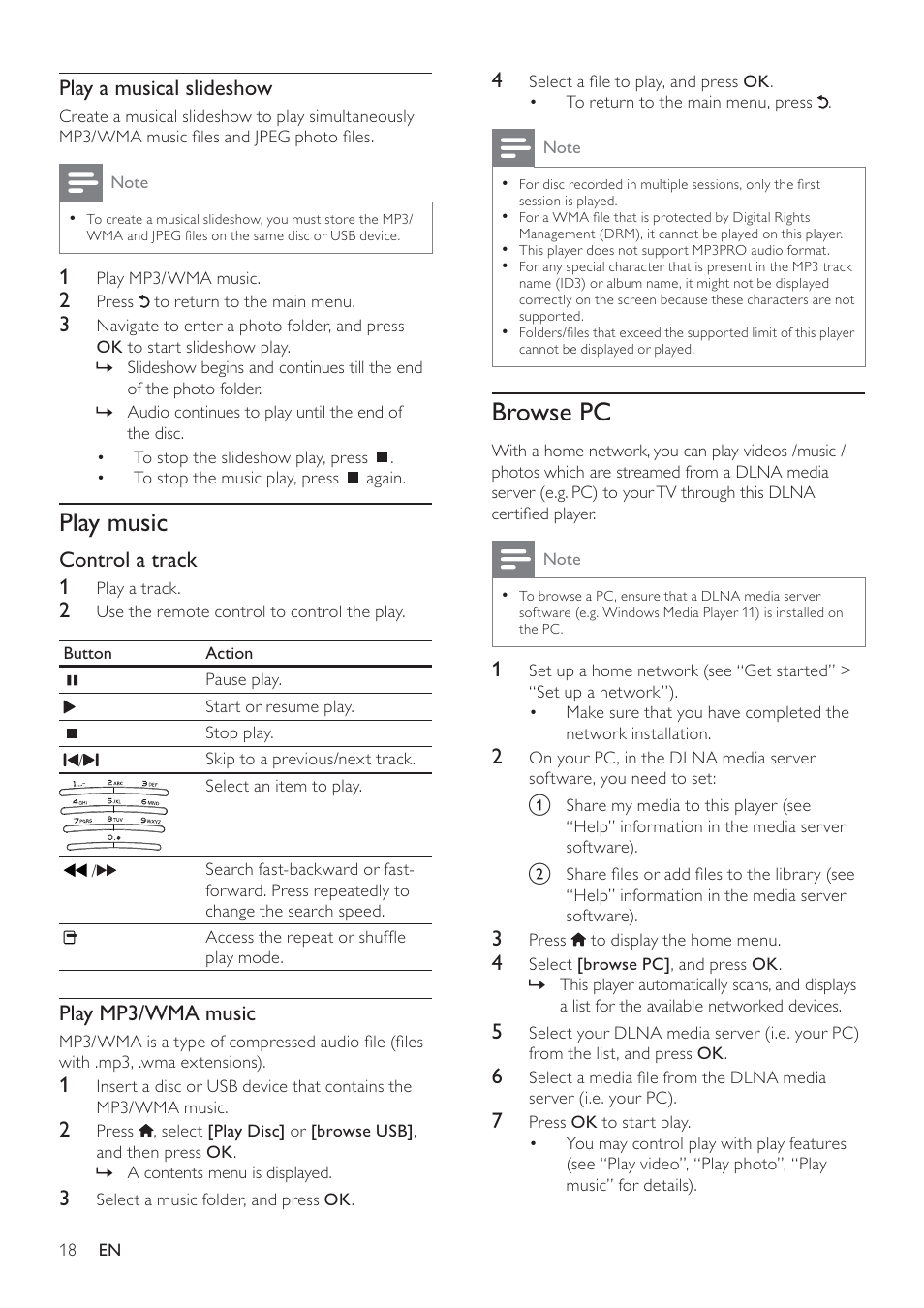 Browse pc, Play music | Philips BDP9600 User Manual | Page 17 / 52