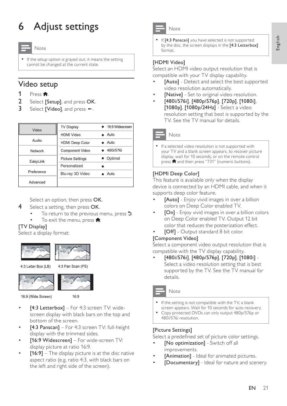 6 adjust settings | Philips BDP9600 User Manual | Page 20 / 52