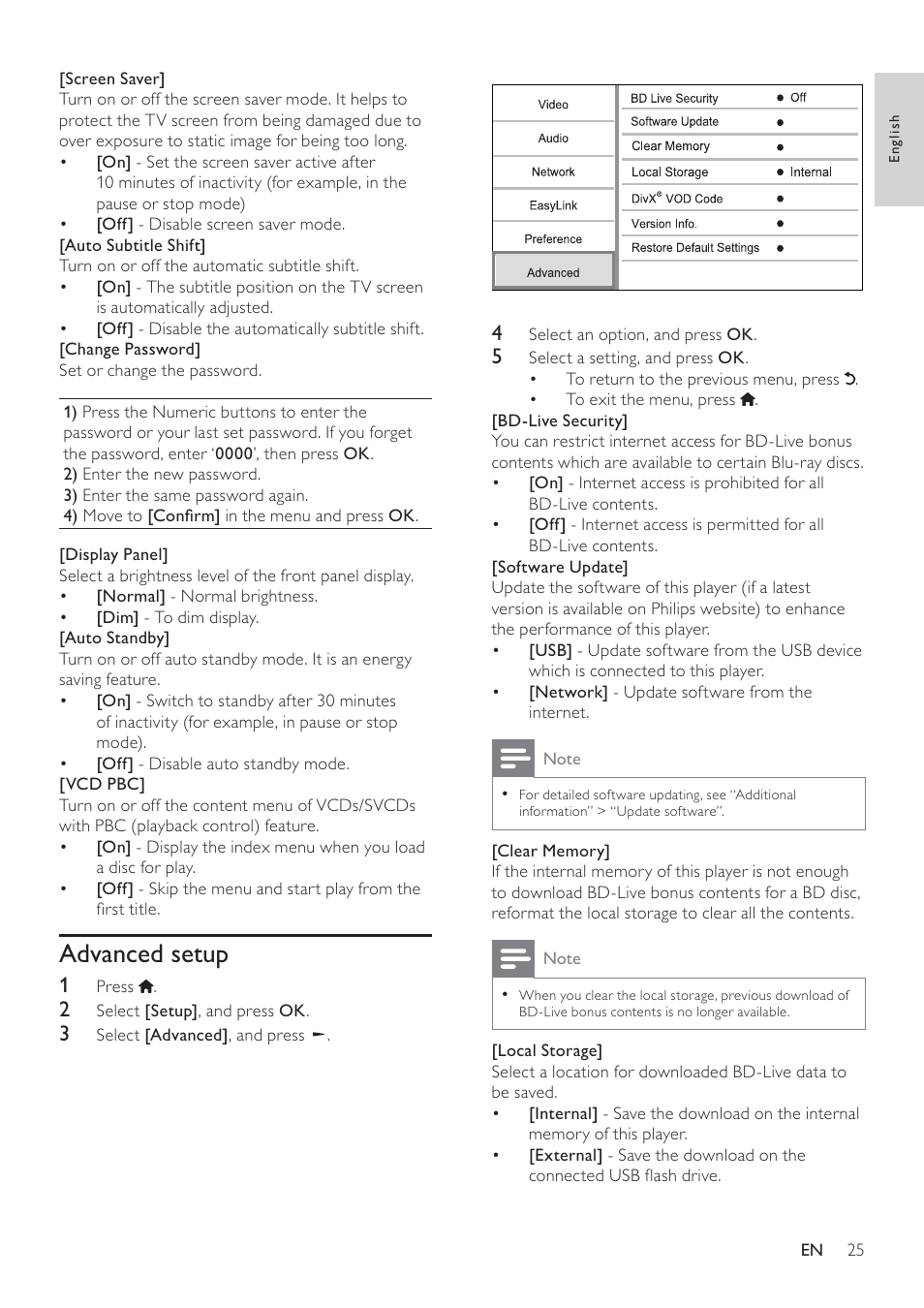 Advanced setup | Philips BDP9600 User Manual | Page 24 / 52