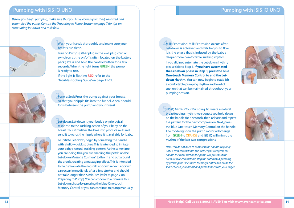 Pumping with isis iq uno | Philips ISIS iQ UNO User Manual | Page 8 / 13