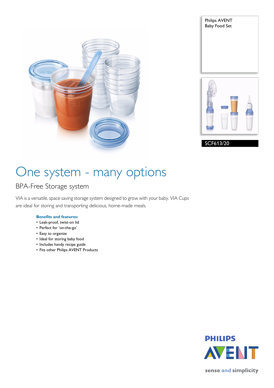 Philips Baby Food Set SCF613/20 User Manual | 2 pages