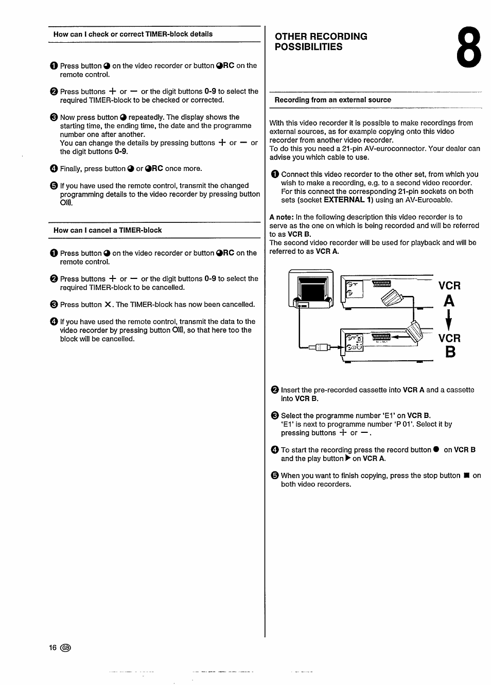 Other recording possibilities | Philips VR302 User Manual | Page 20 / 30