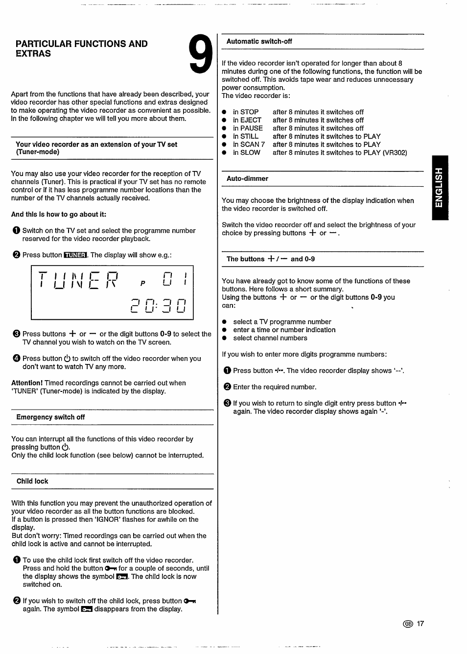 Particular functions and extras | Philips VR302 User Manual | Page 21 / 30