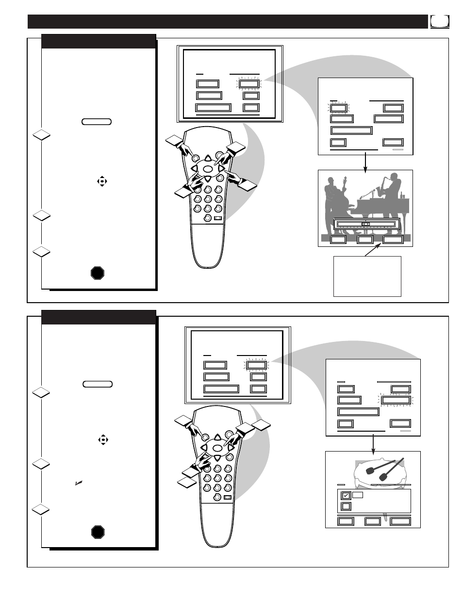 Ound, Ontrol, Djustments | Stop | Philips 9P5514C1 User Manual | Page 23 / 36