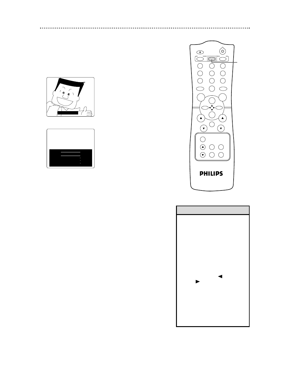 Closed caption (cont’d) 51, Helpful hints, Standard closed captions half-screen text | Philips CCC 193AT User Manual | Page 51 / 60