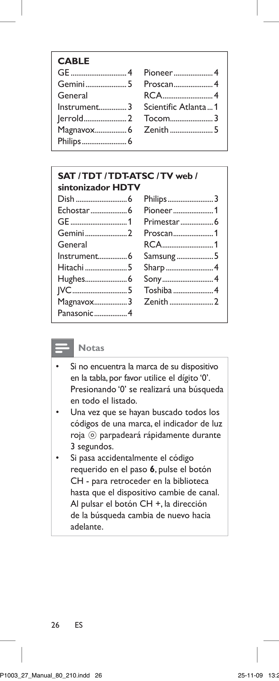 Notas | Philips Perfect SRP1003/27 User Manual | Page 26 / 60