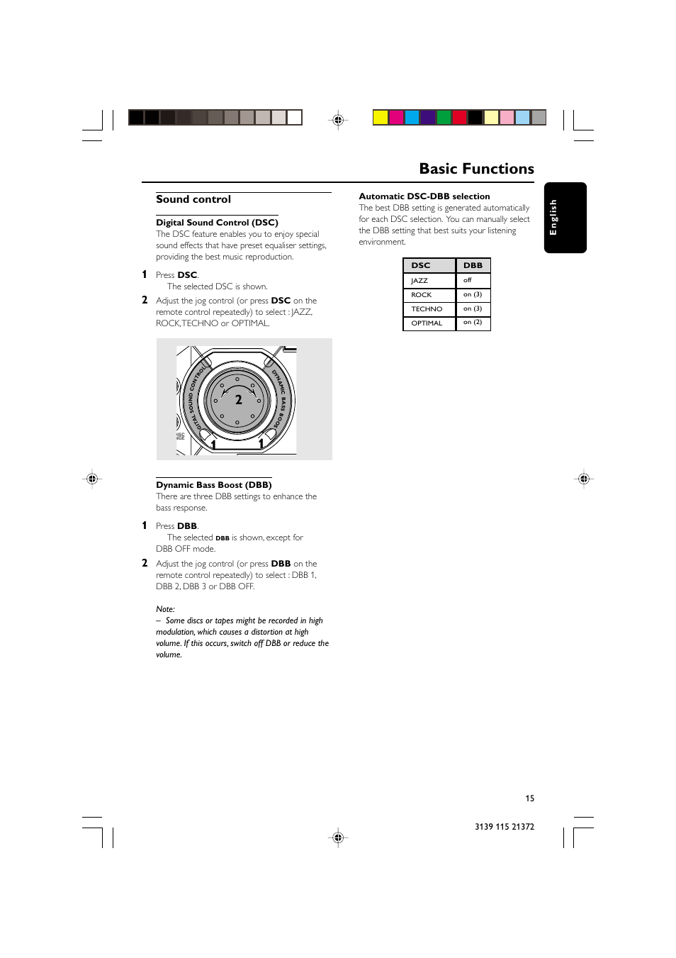 Basic functions, Sound control | Philips FW-V355 User Manual | Page 15 / 34