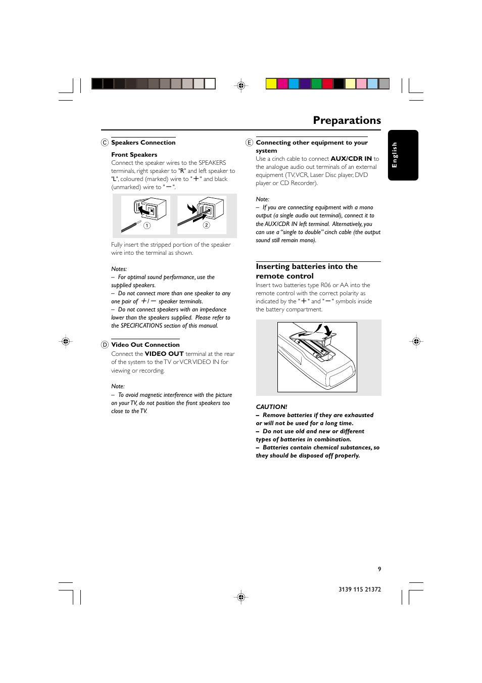 Preparations | Philips FW-V355 User Manual | Page 9 / 34