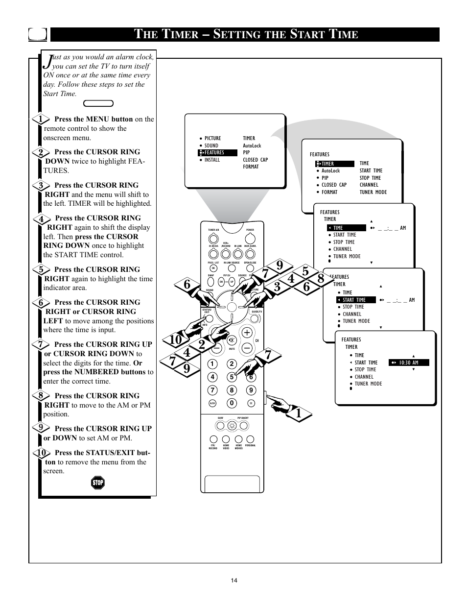 Imer, Etting the, Tart | Philips 32PT91S1 User Manual | Page 14 / 55