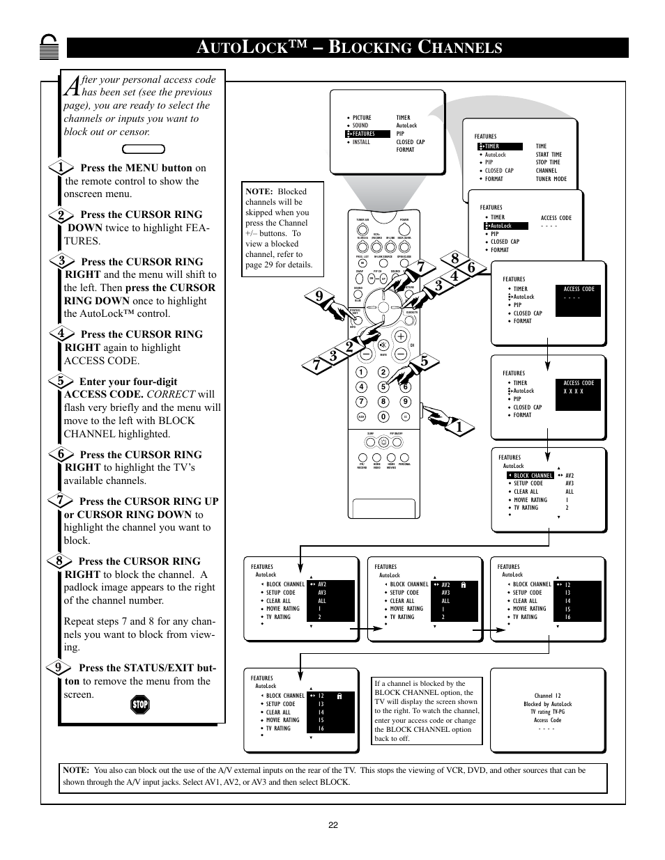 Locking, Hannels | Philips 32PT91S1 User Manual | Page 22 / 55