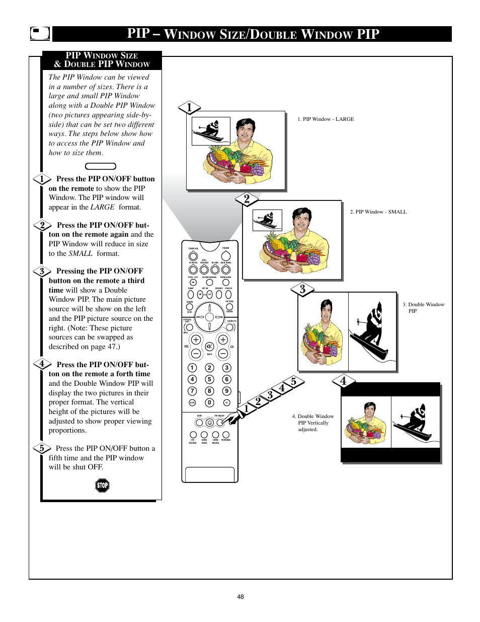 Pip – w, Indow, Ouble | Pip w | Philips 32PT91S1 User Manual | Page 48 / 55