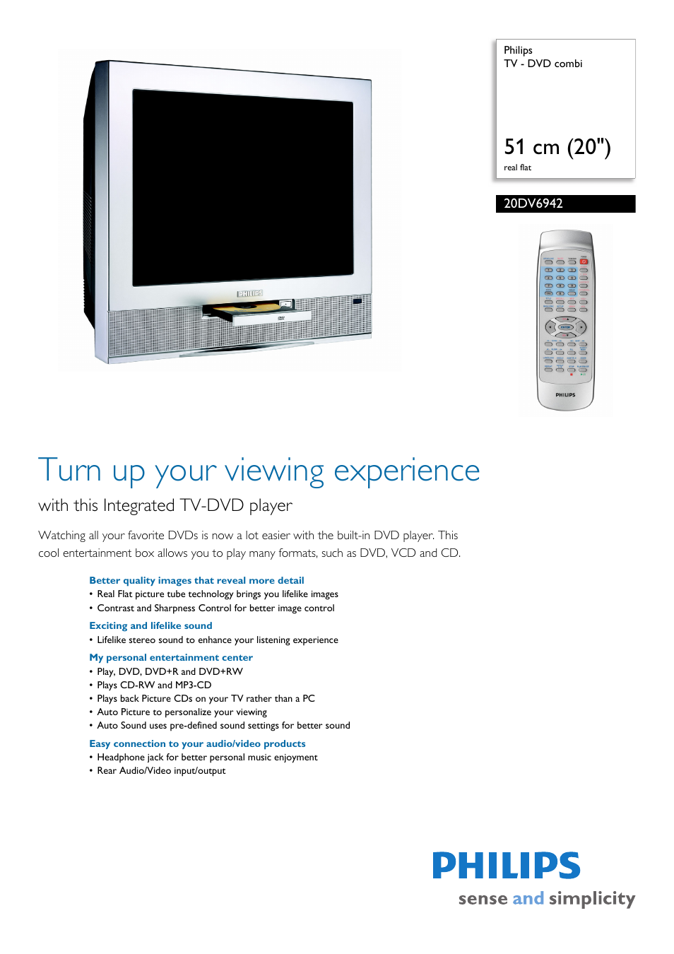 Philips Designer 20DV6942 User Manual | 2 pages