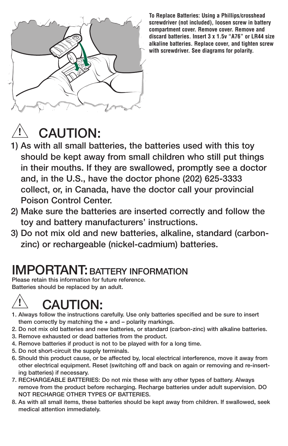 Caution, Important | Philips 29498 User Manual | Page 3 / 3