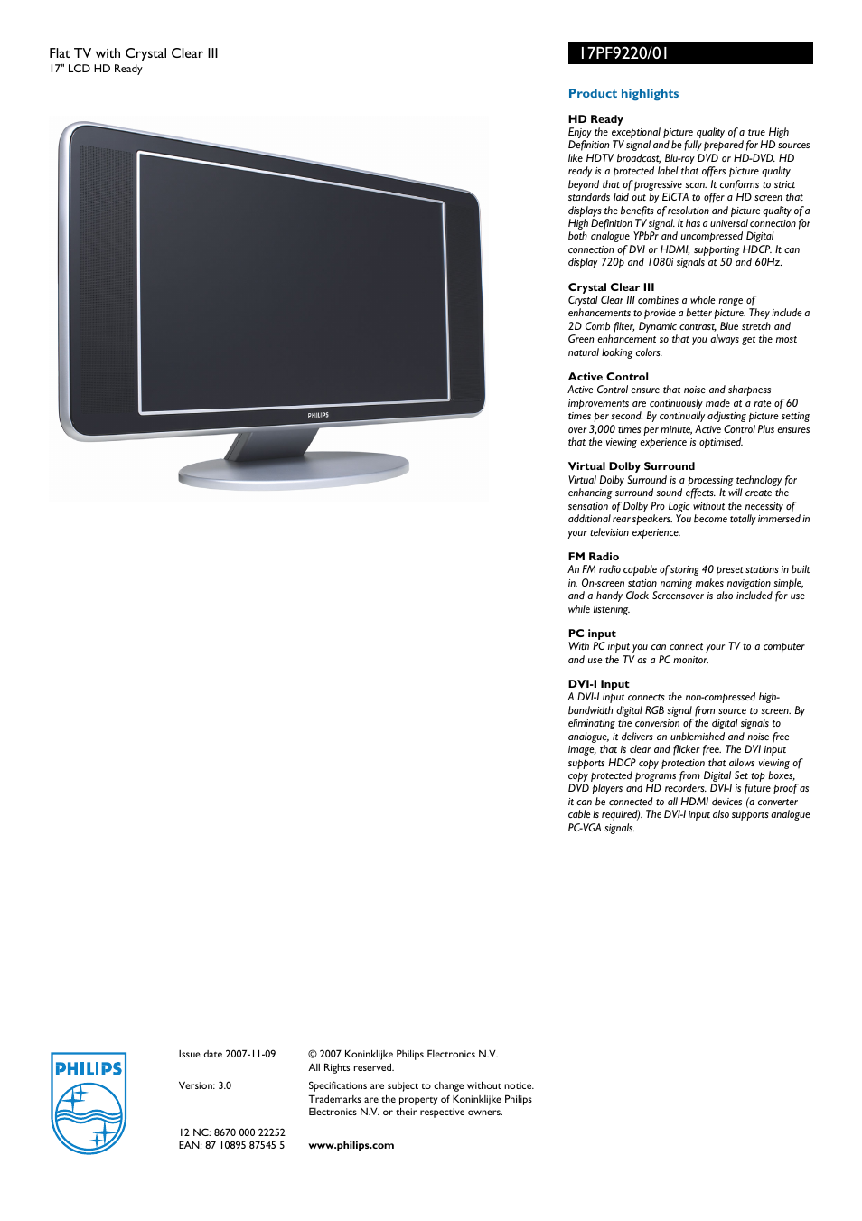 Philips 17PF9220 User Manual | Page 3 / 3