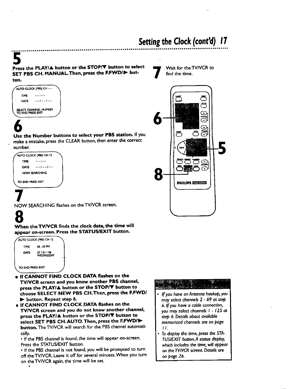 Setting the clock (confd) 17 | Philips CCZ192AT User Manual | Page 17 / 52