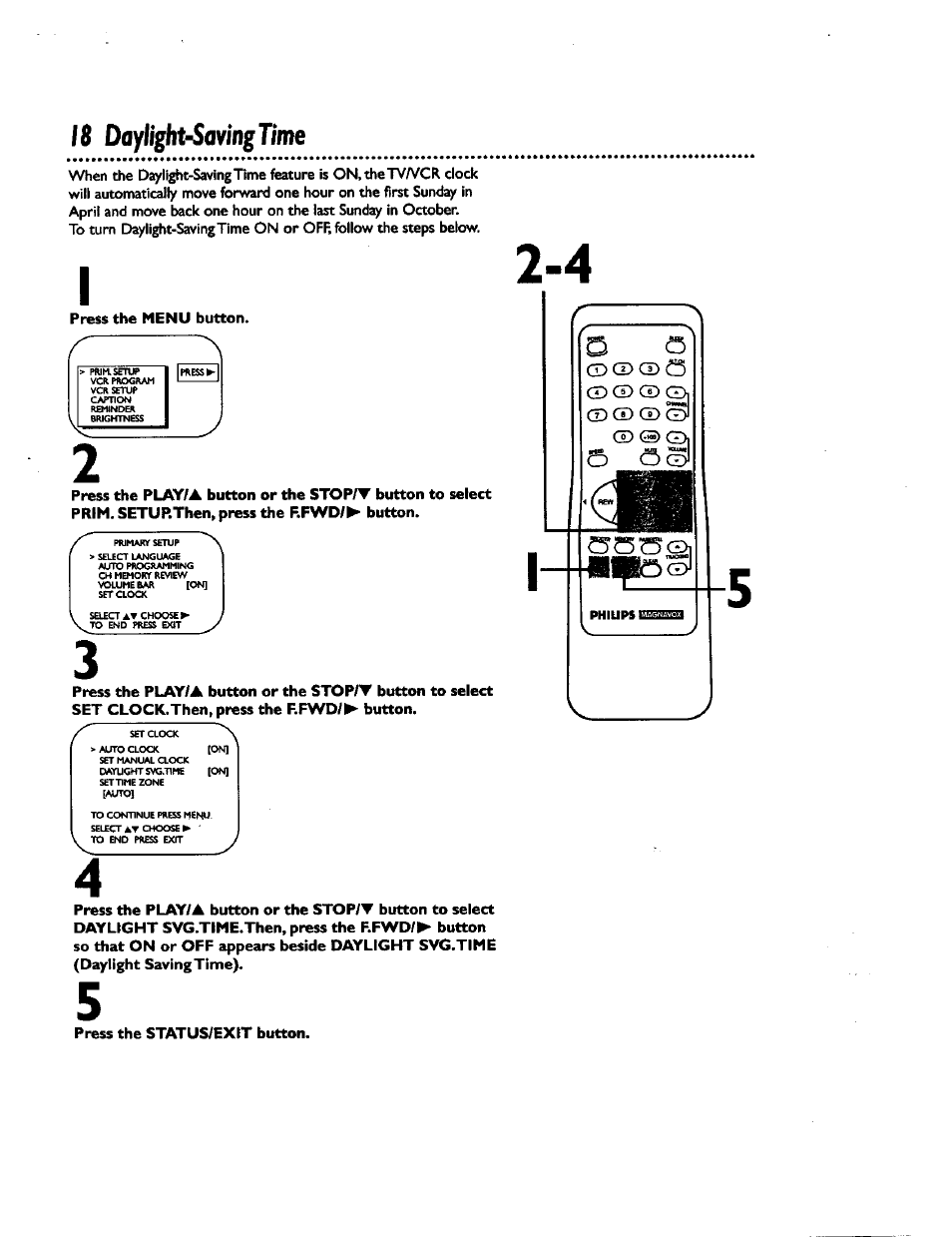 18 daylight-savingtime | Philips CCZ192AT User Manual | Page 18 / 52