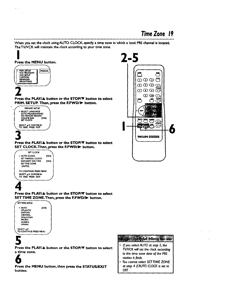 Time zone 19 | Philips CCZ192AT User Manual | Page 19 / 52