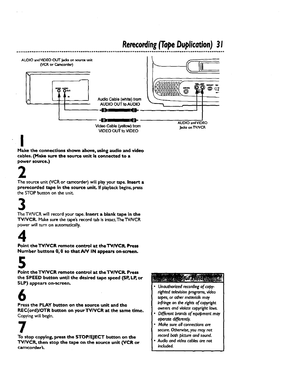 Rerecording (tape duplication) 31 | Philips CCZ192AT User Manual | Page 31 / 52