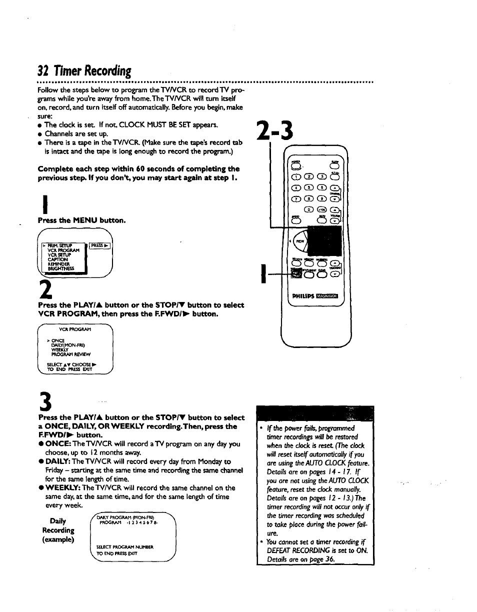 32 timer recording | Philips CCZ192AT User Manual | Page 32 / 52