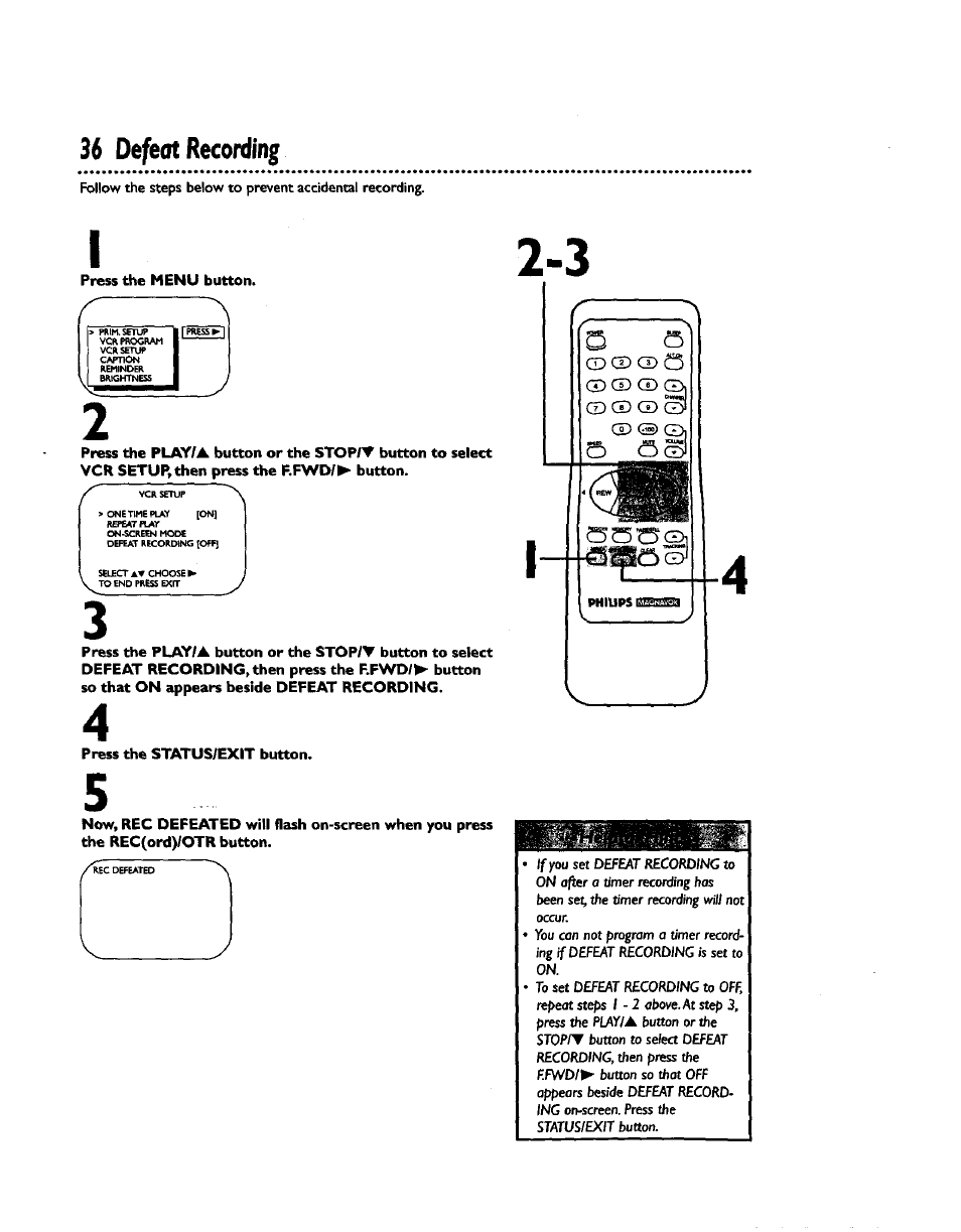 36 defeat recording | Philips CCZ192AT User Manual | Page 36 / 52