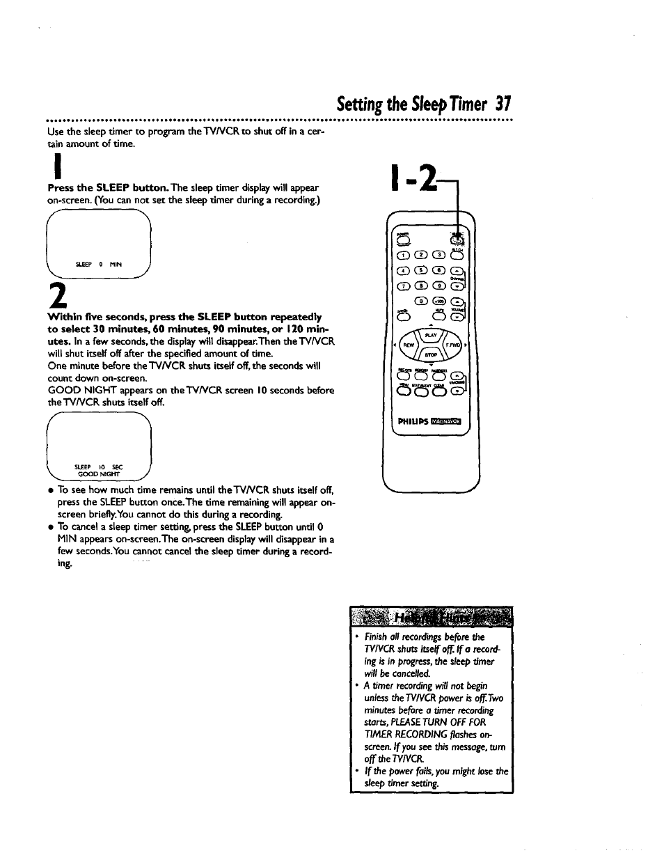 Setting the sleep timer 37 | Philips CCZ192AT User Manual | Page 37 / 52