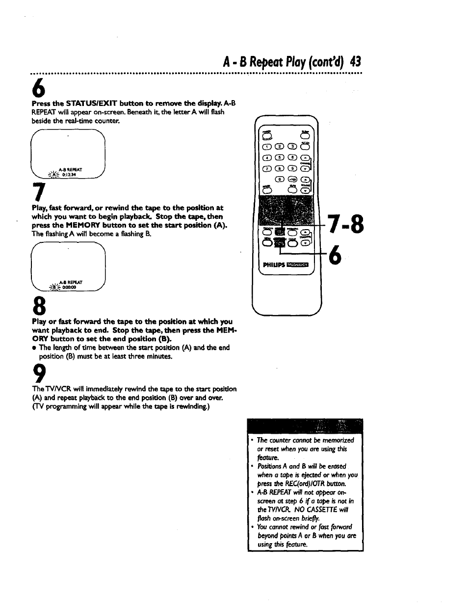 Repeat play | Philips CCZ192AT User Manual | Page 43 / 52