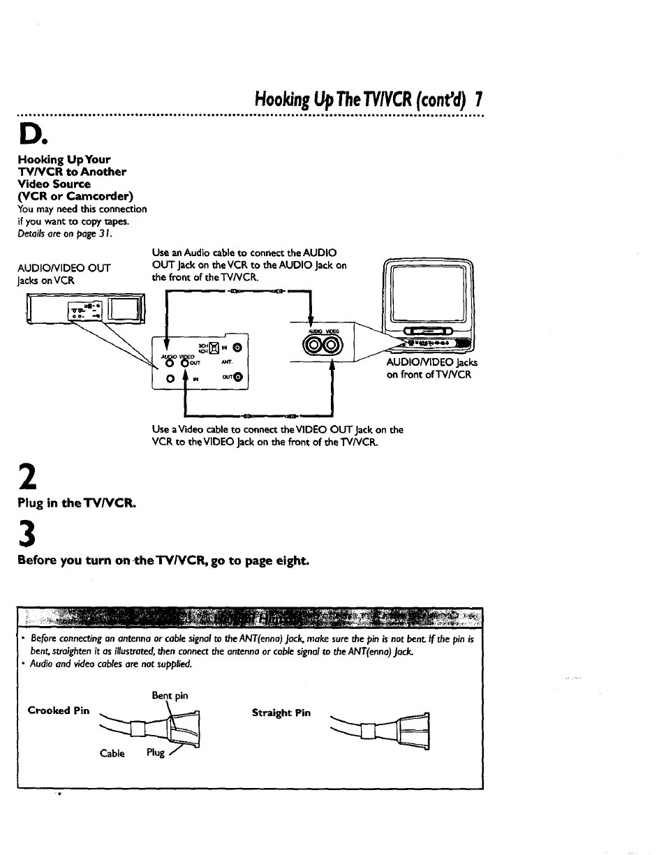 Hookin; up the tv/ycr (confd) 7 | Philips CCZ192AT User Manual | Page 7 / 52