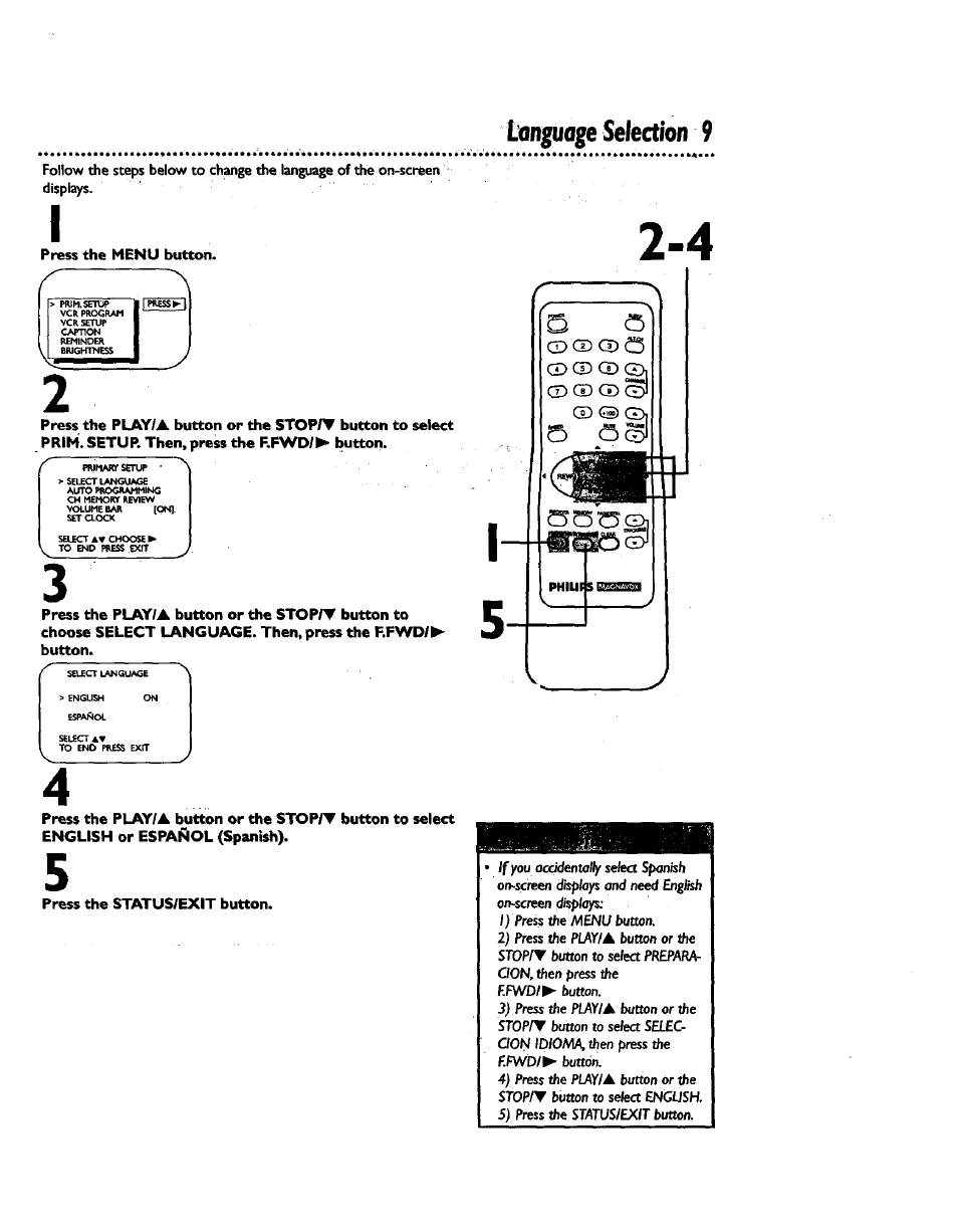 Language selection 9 | Philips CCZ192AT User Manual | Page 9 / 52