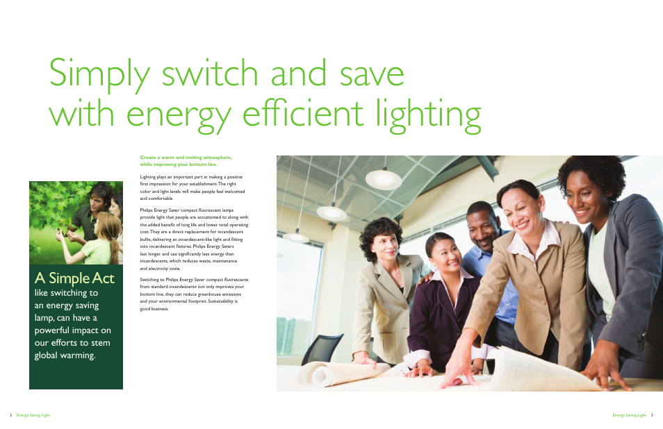 A simple act | Philips Energy Saver Compact Fluorescent Lamp User Manual | Page 2 / 13