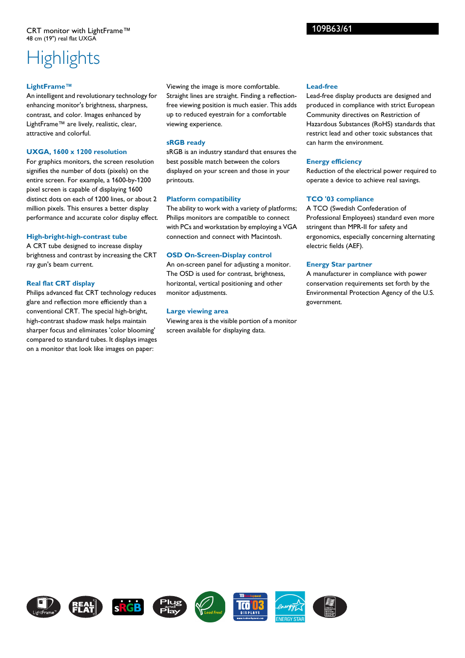 Highlights | Philips 109B63 User Manual | Page 2 / 3