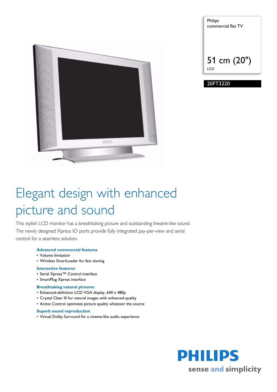 Philips 20FT3220 User Manual | 2 pages