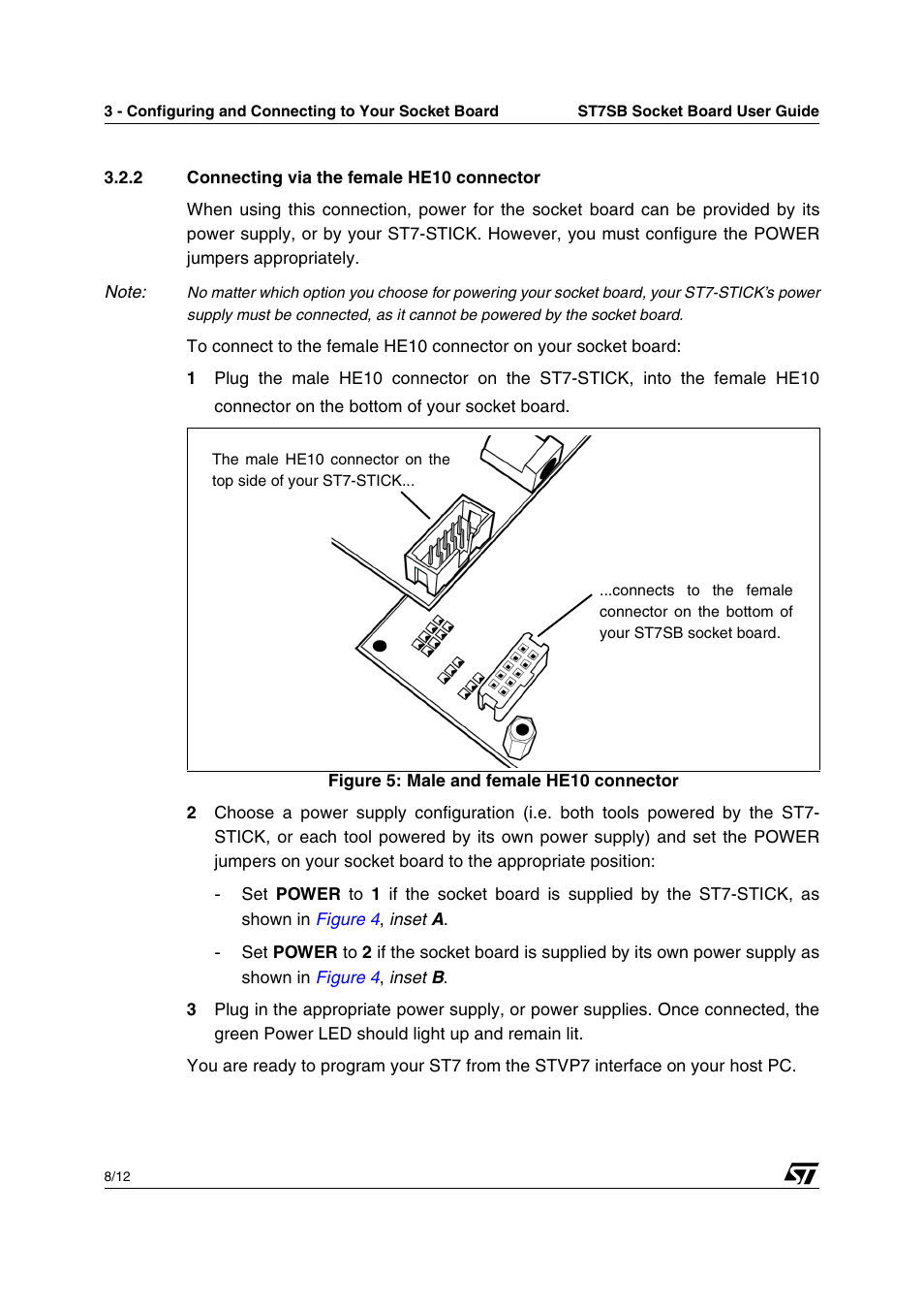 Section 3.2.2, Connecting via the female he10 connector | Philips ST7SB User Manual | Page 10 / 14