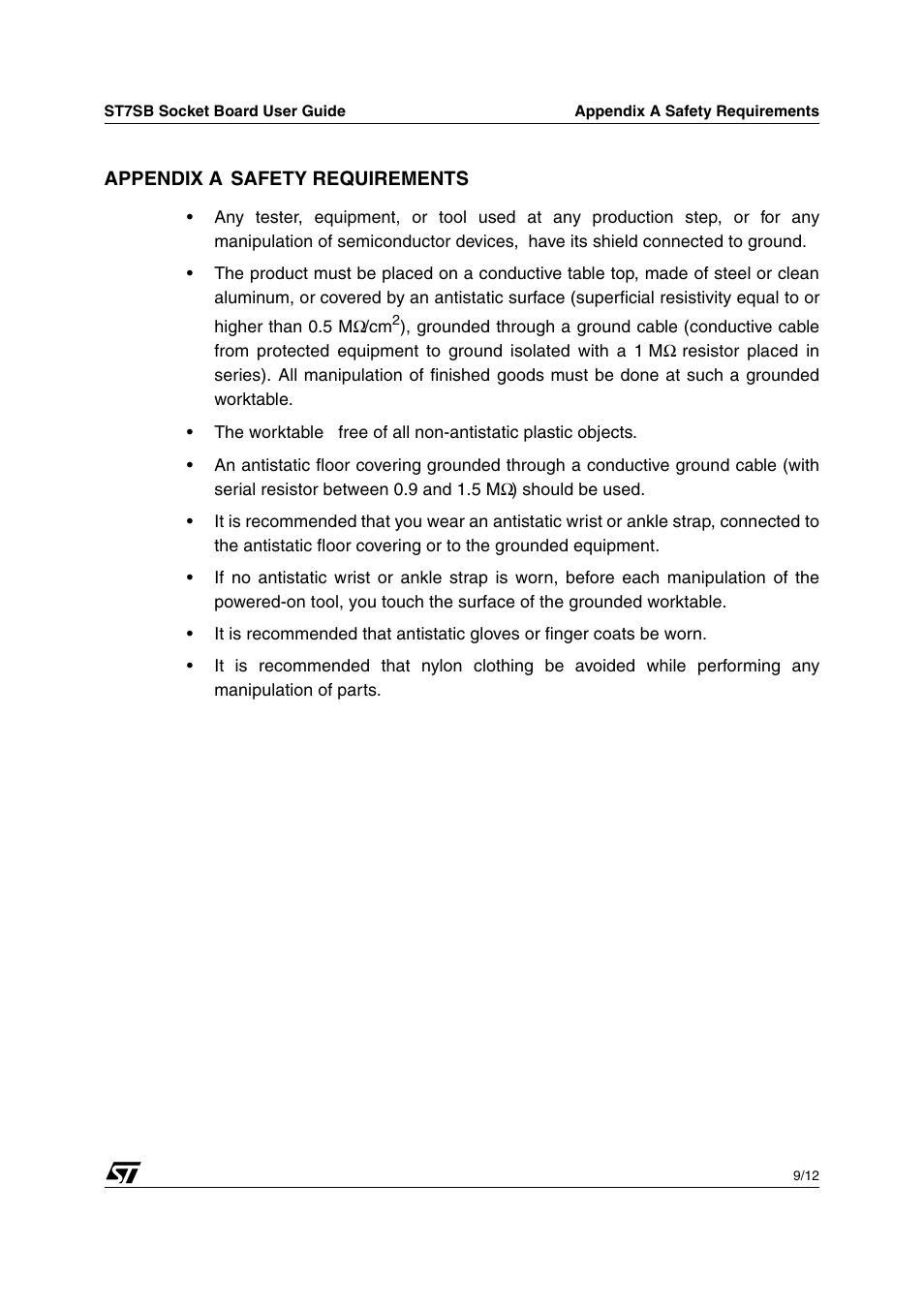 Appendix a safety requirements, Appendix a: safety requirements | Philips ST7SB User Manual | Page 11 / 14