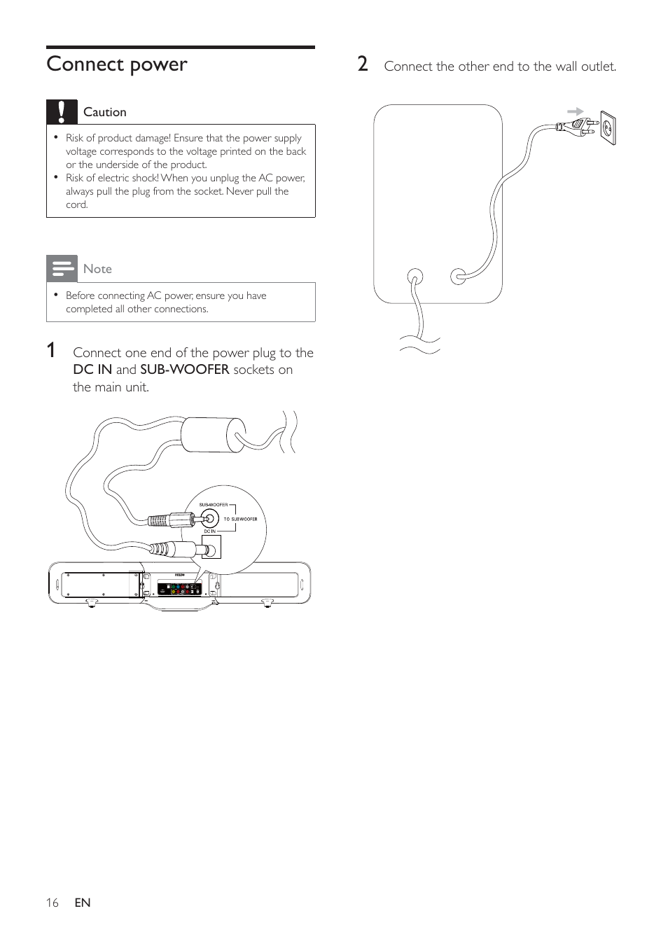 Connect power | Philips HSB4352/12 User Manual | Page 15 / 36
