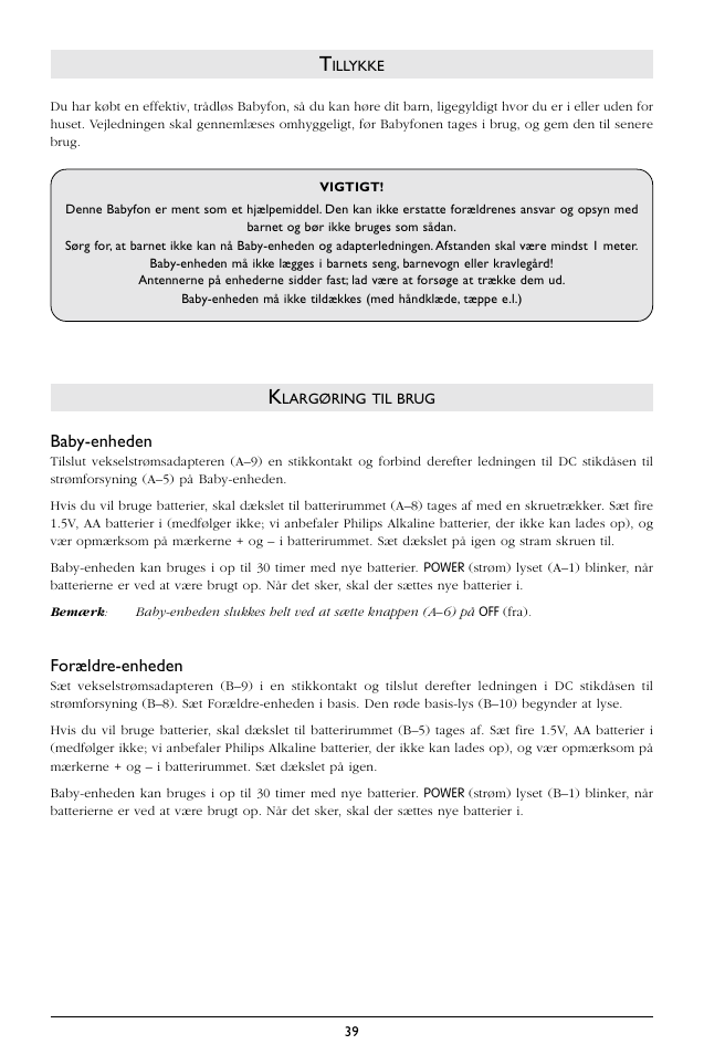 Baby-enheden, Forældre-enheden | Philips SC362 User Manual | Page 40 / 51