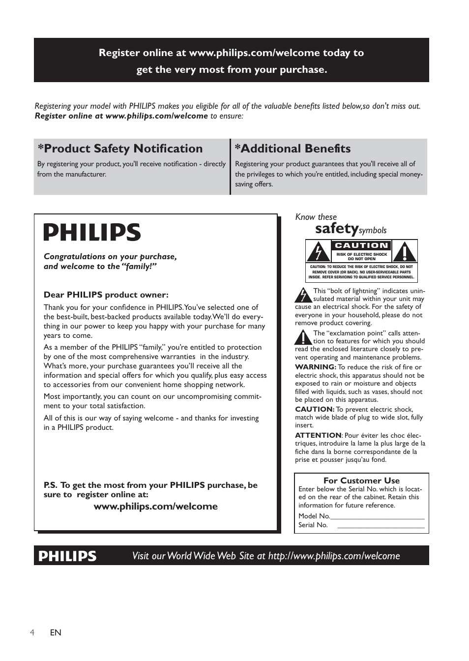 Safety, Product safety notiﬁcation *additional benefits | Philips DCM109 User Manual | Page 4 / 25