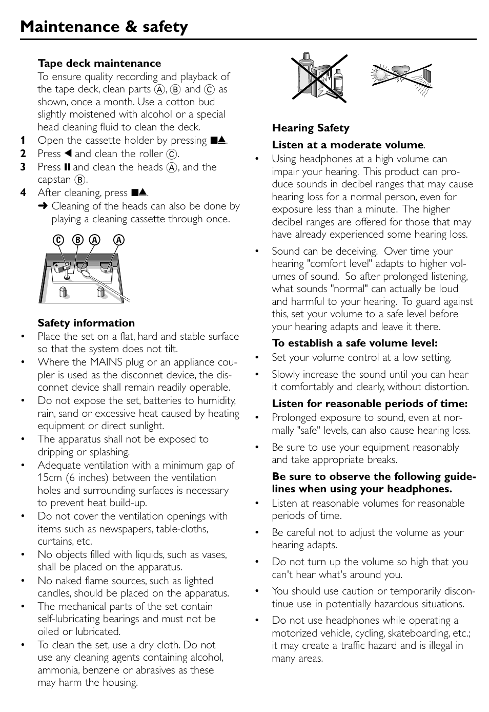 Maintenance & safety | Philips AQ5130/98 User Manual | Page 6 / 8