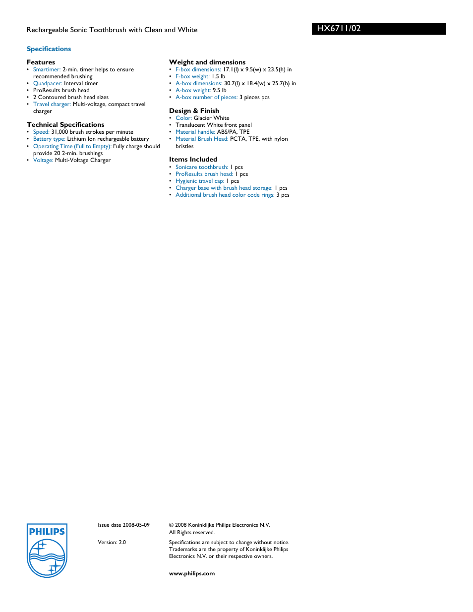 Philips HX6711/02 User Manual | Page 2 / 2