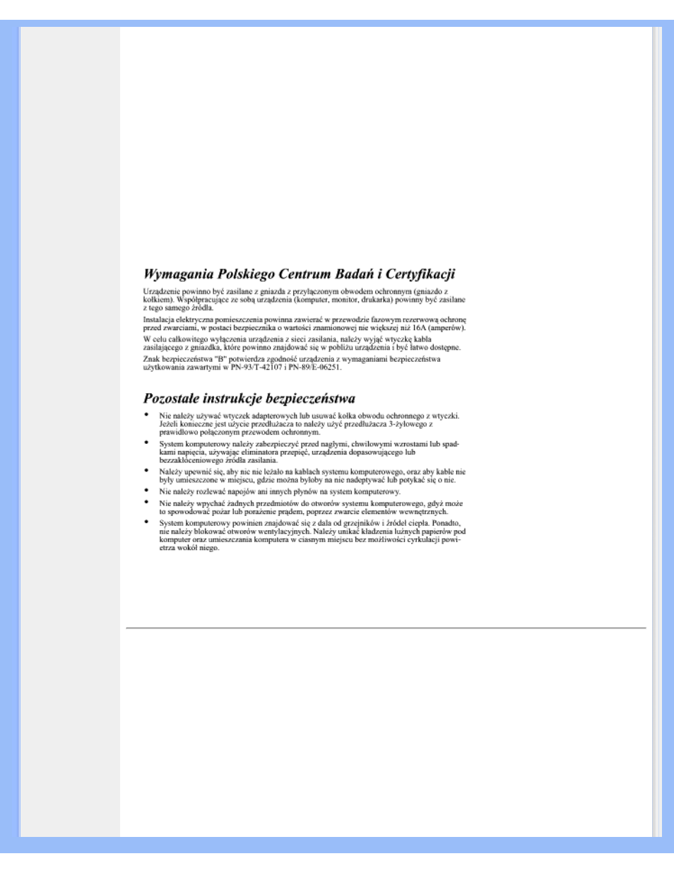 Polish center, For testing and certification notice, North europe | Nordic countries) information | Philips 170B5 User Manual | Page 48 / 91