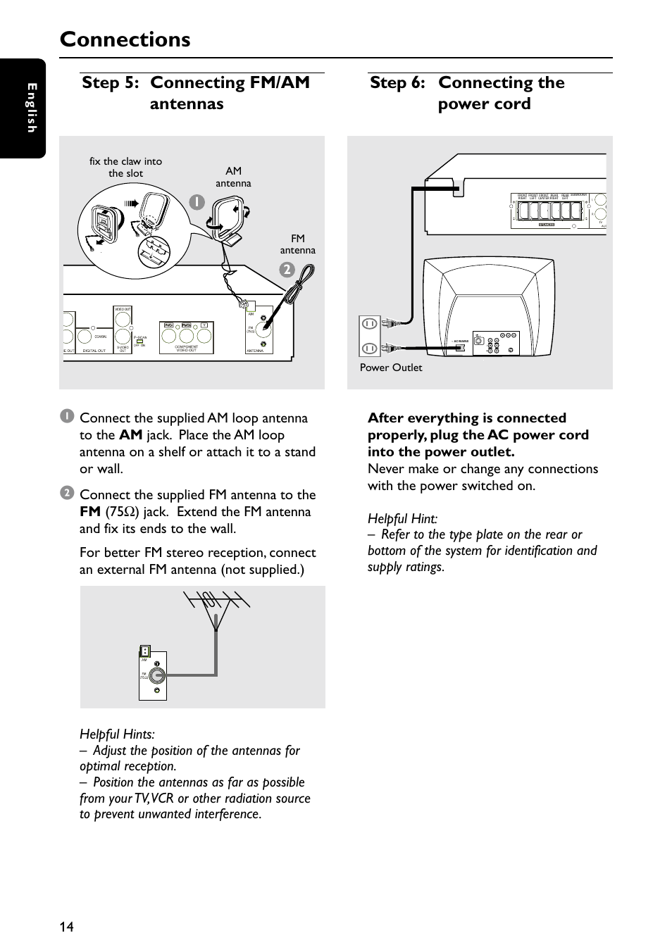 Connections | Philips MX6050D/17B User Manual | Page 17 / 42