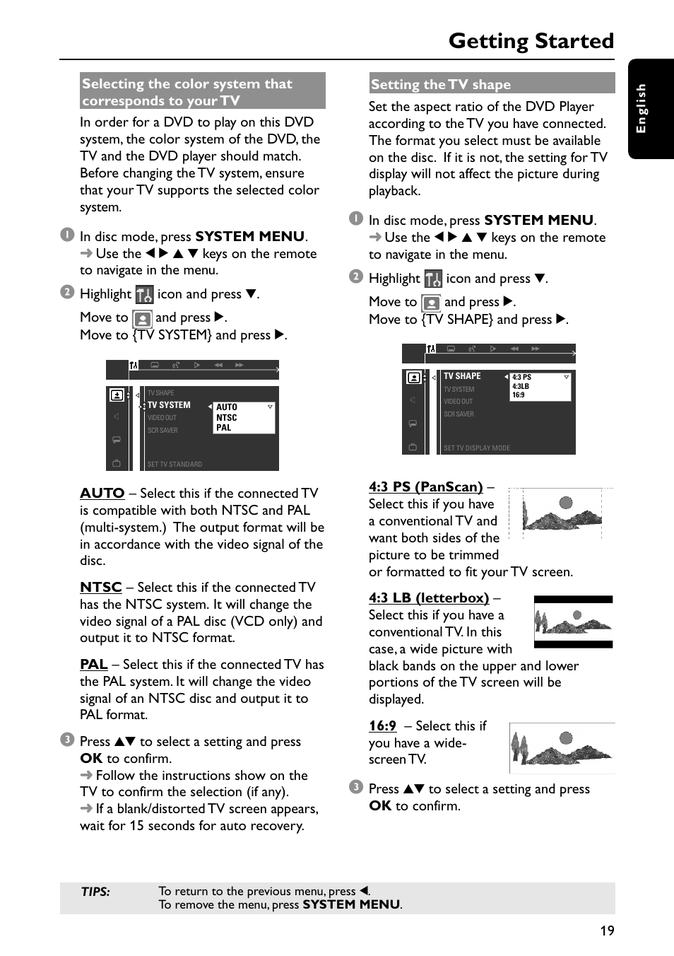 Getting started | Philips MX6050D/17B User Manual | Page 22 / 42